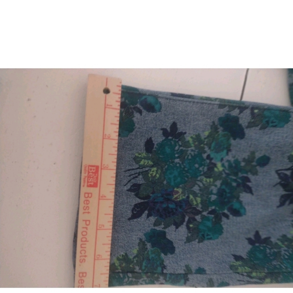 Diane Gilman 12P X 26.5" Women’s Blue Green Floral Print Stretch Jeans - Picture 16 of 16